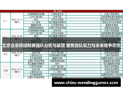 北京业余排球联赛强队分析与展望 聚焦各队实力与未来竞争态势