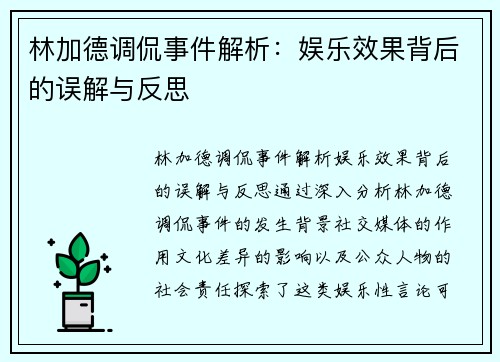 林加德调侃事件解析：娱乐效果背后的误解与反思