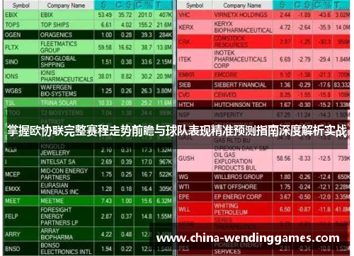掌握欧协联完整赛程走势前瞻与球队表现精准预测指南深度解析实战