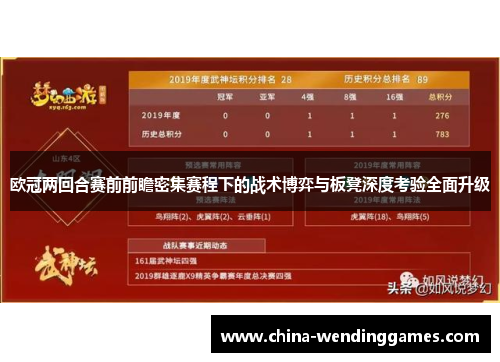 欧冠两回合赛前前瞻密集赛程下的战术博弈与板凳深度考验全面升级