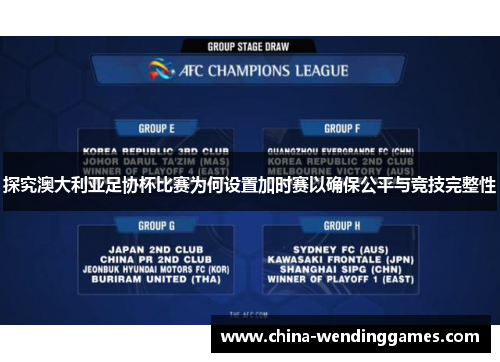 探究澳大利亚足协杯比赛为何设置加时赛以确保公平与竞技完整性